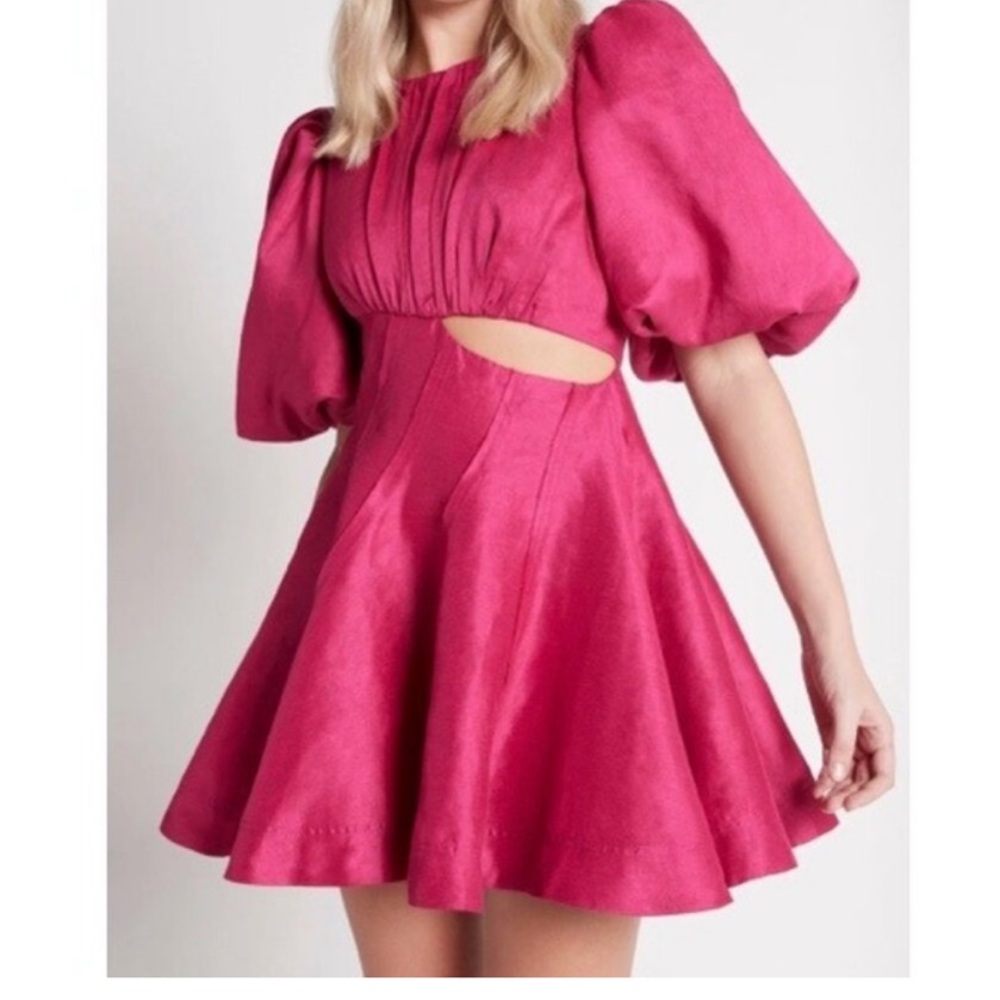AJE Admiration Pink Puff Sleeve Dress